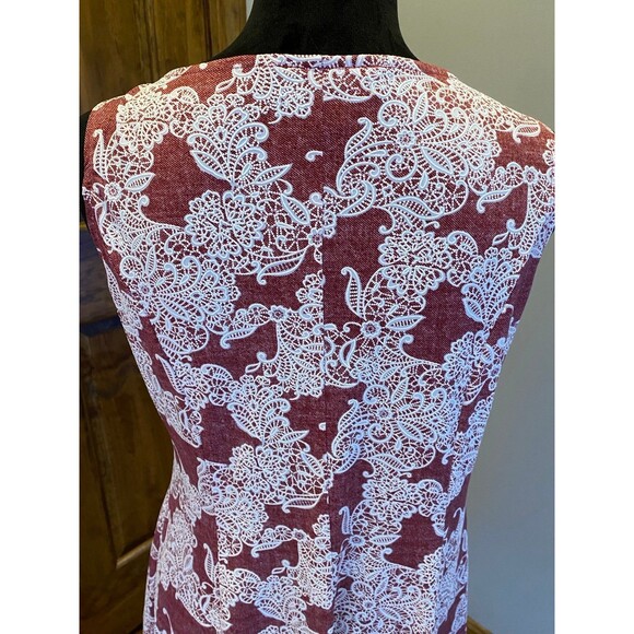 Perceptions Womans Size Petite Medium Fit & Flare Red /Cream Dress Summer Cruise - Picture 6 of 10